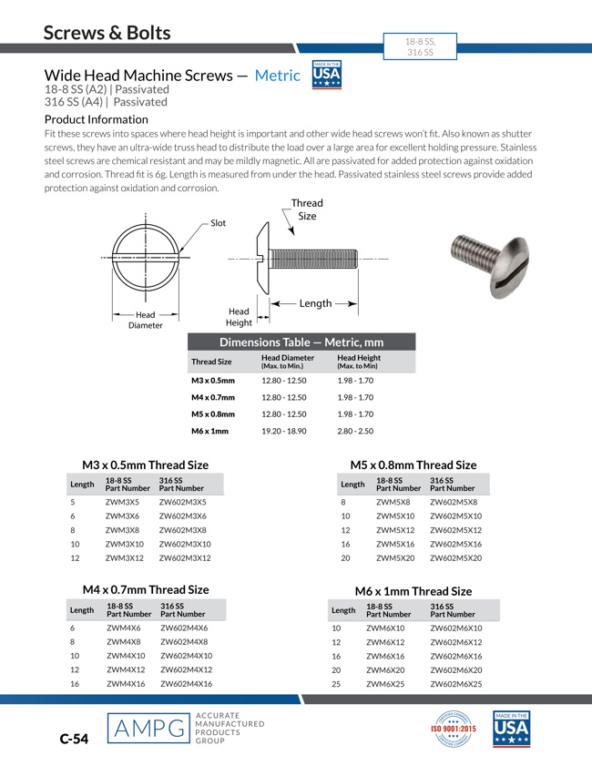 ZWM6X16 | Truss Head Machine Screw - Flathead, 18-8