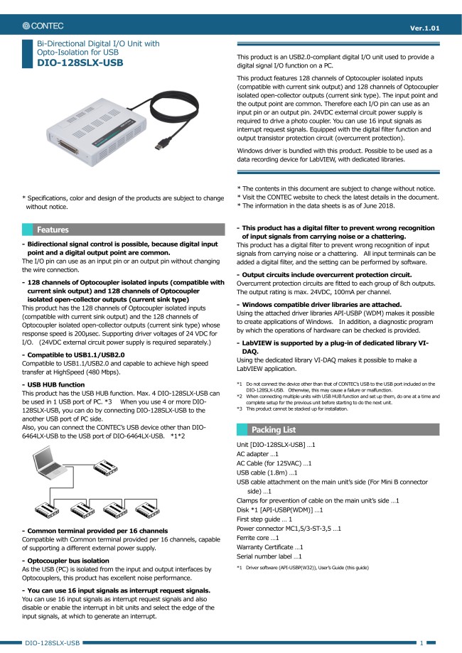 DIO-128SLX-USB | Expansion Boards - Digital Input/Output