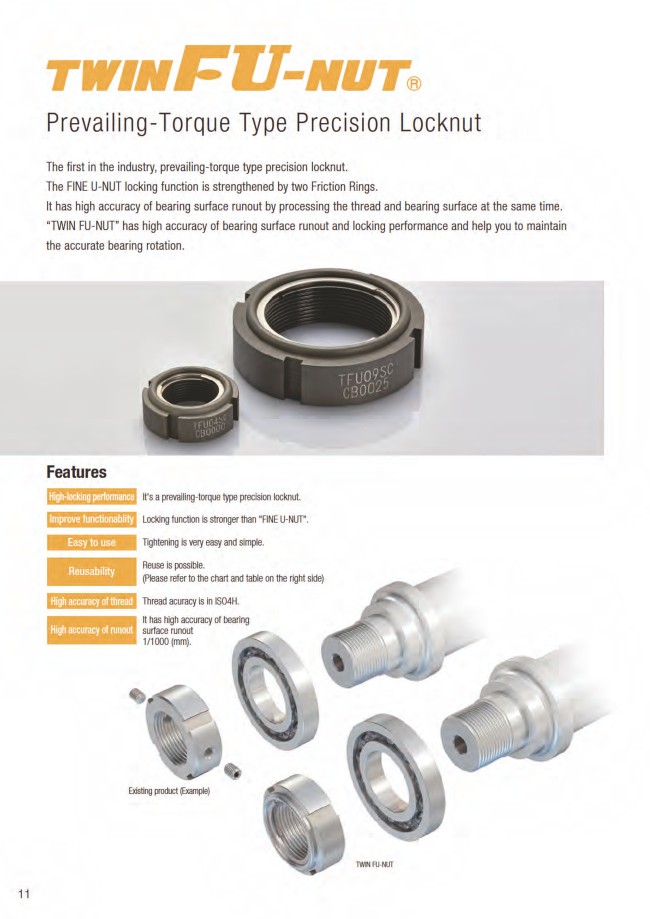 TFU07SC-35-S45C | Bearing Lock Nuts - Twin FU-Nut, Surface Treated