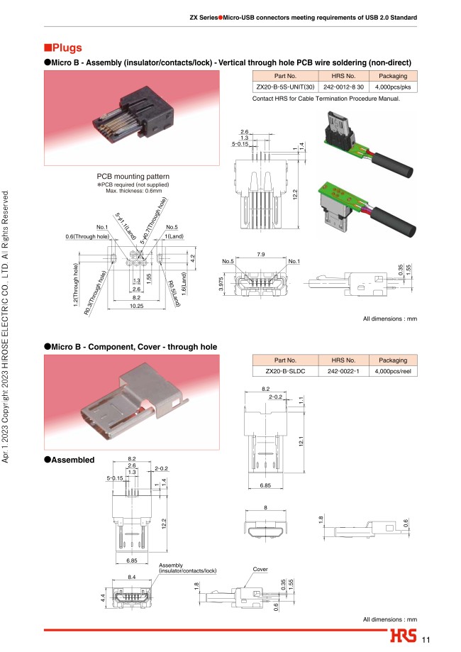 Hirose　0529 ZX Micro-USB Connectors - Hirose | Mouser