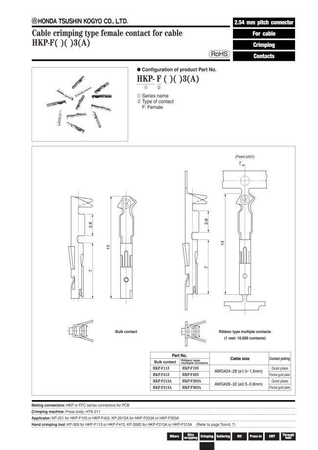 HKP-F413 | Contacts - HKP Series | HTK Honda Tsushin Kogyo | MISUMI
