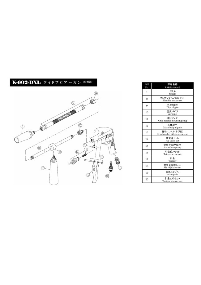 K-602-DXL | Air Dusters - Blow Gun Type, Wide, 175 lpm | Kinki