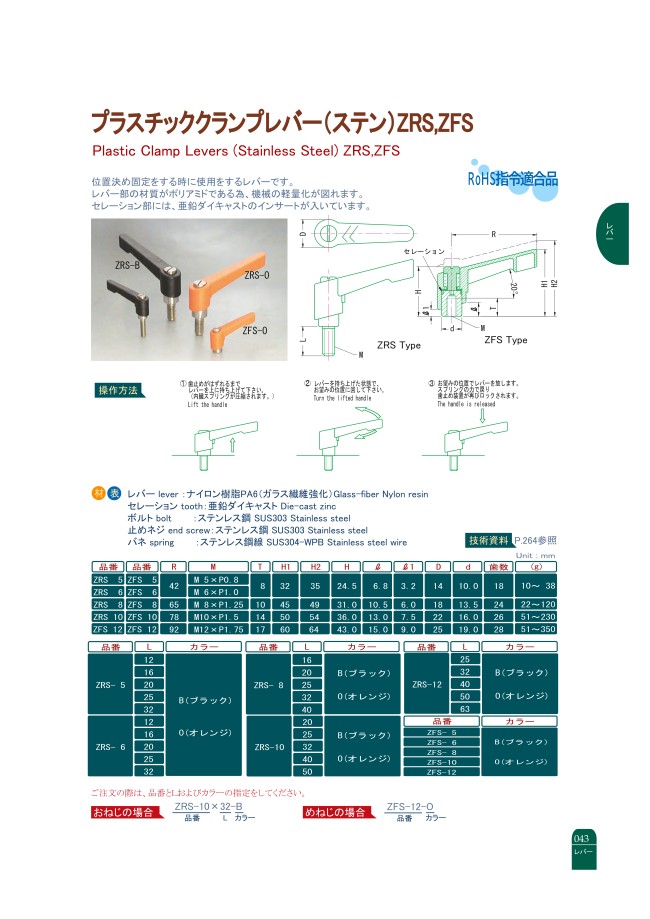ZRS-6X12-O | Clamping Levers - Plastic, Stainless Steel/Polyamide