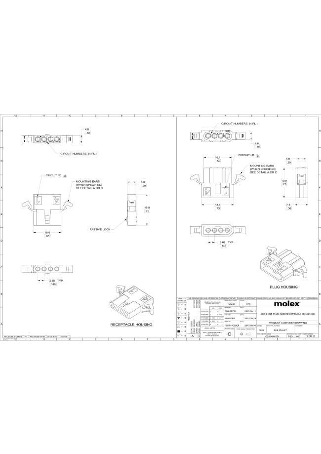 1.57 mm Diameter Standard .062 Inch Pin and Socket Plug Housing