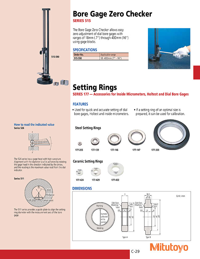 0.98 Width 3.6 Size +/-0.00006 Accuracy 5.51 Outside Diameter Mitutoyo 177-189 Setting Ring 
