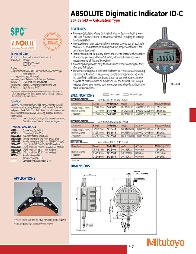Dial Gauge - Absolute Digimatic Indicator, Calculation Type