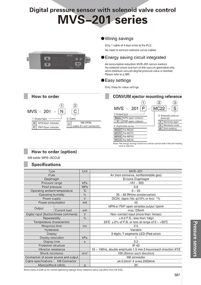 Details about   Convum MPS-P3RC-G MPSP3RCG Digital Vaccum Sensor w/ Cut Cable 