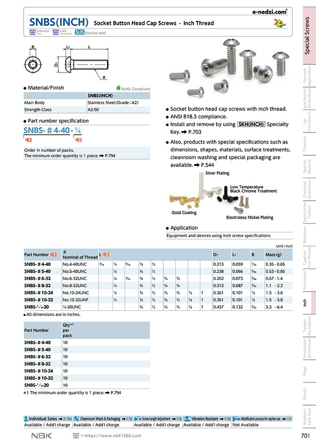 unun様 Hex Socket Button Head Cap Screws - UNC Thread/UNF Thread