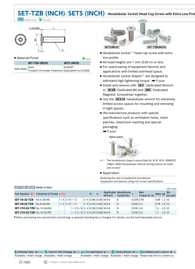 その他 mi. Extra Low Profile Screw - Stainless Steel, Torx Drive, SETS