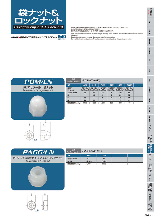 PA66/LN-M3 | PA66 66) = Nylon 66/Lock Nut Chemical Screw) | Chemical Screw | MISUMI