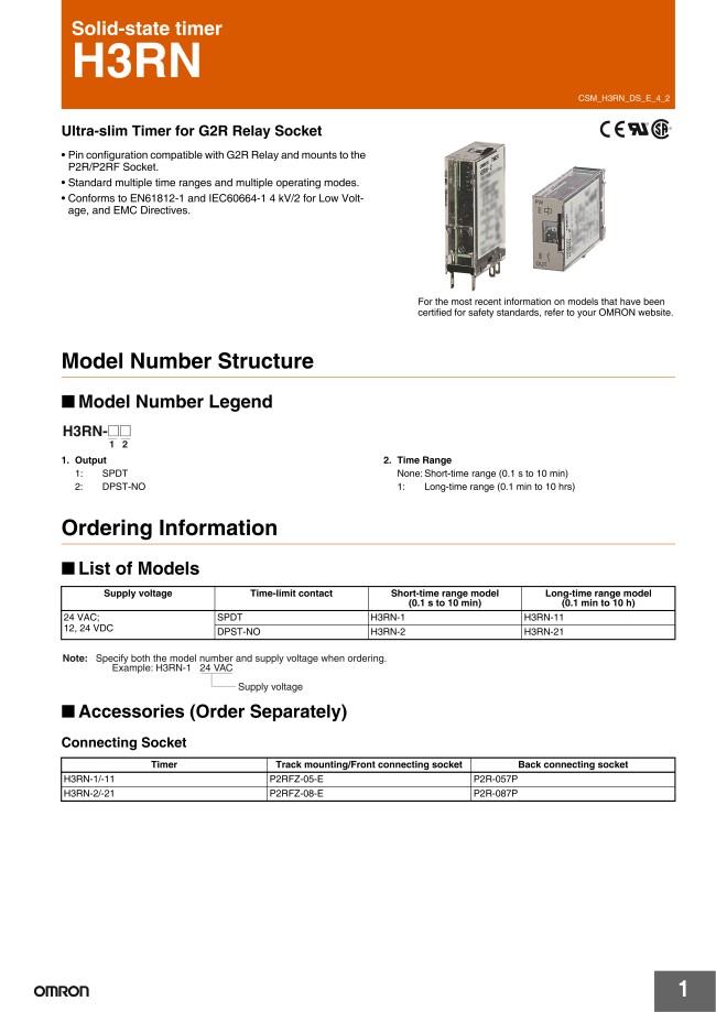 H3RN-1 DC12 | Timers & Calendar Timers - Solid State Timer