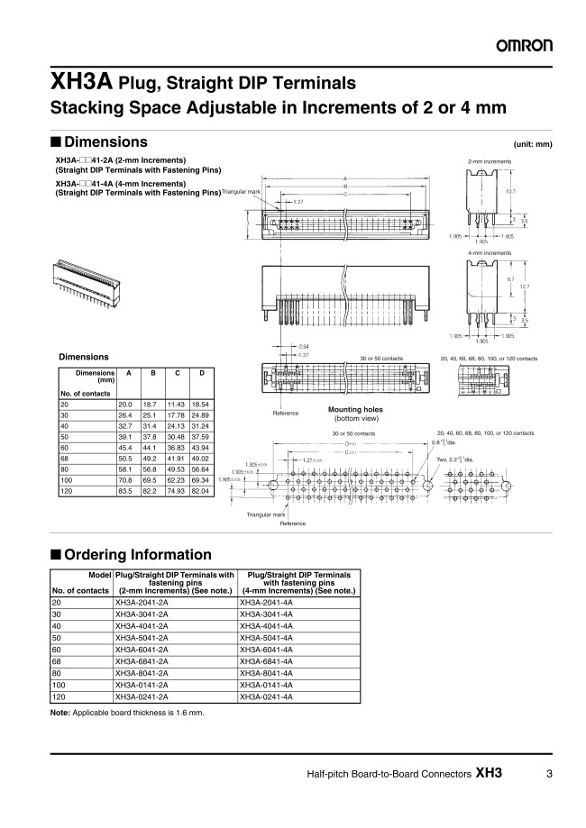 XH3A-6842-A | Board-to-Board Connectors - Half-Pitch, XH3