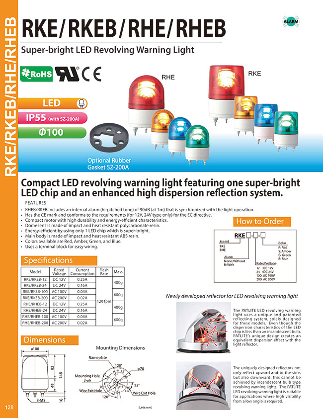 Warning Lights - LED, Rotating, RHEB Series | Patlite | MISUMI