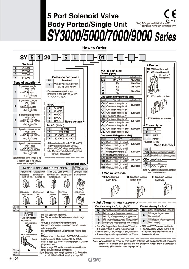 SY5220-5DZ-01 | Solenoid Valve - 5-Port, Body Ported, Single Unit ...