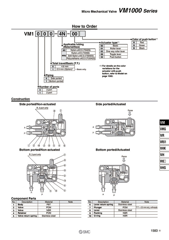 VM1100-4NU-00 | Mechanical Valves - Micro, VM1000 Series