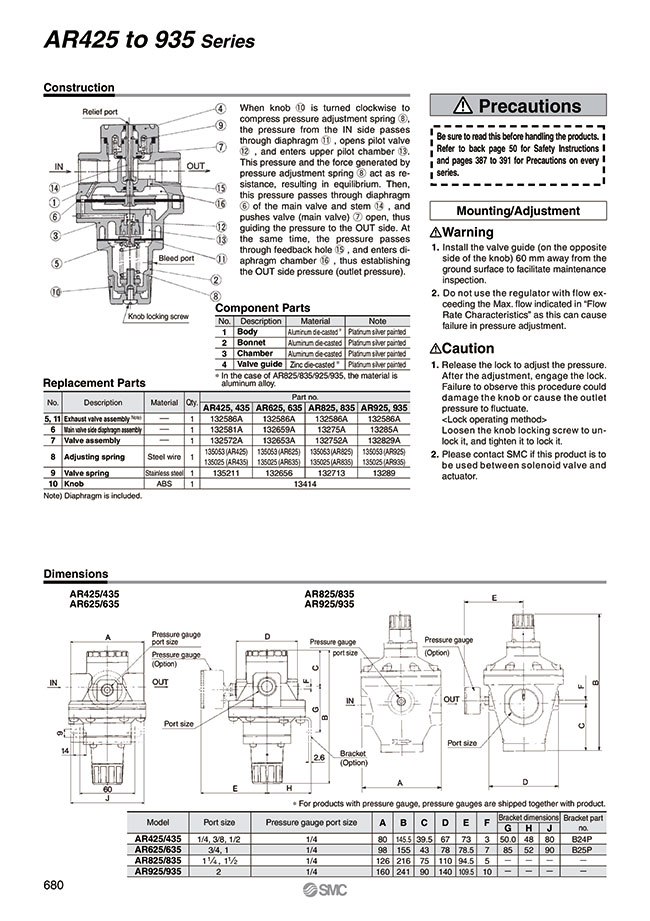Details about   SMC AR925-F20 Internal Pilot Pressure Reducing Control Valve 