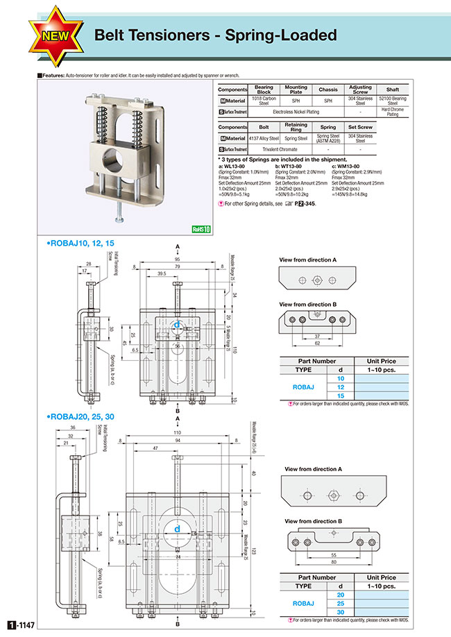 Belt Tensioners - Spring-Loaded | MISUMI | MISUMI