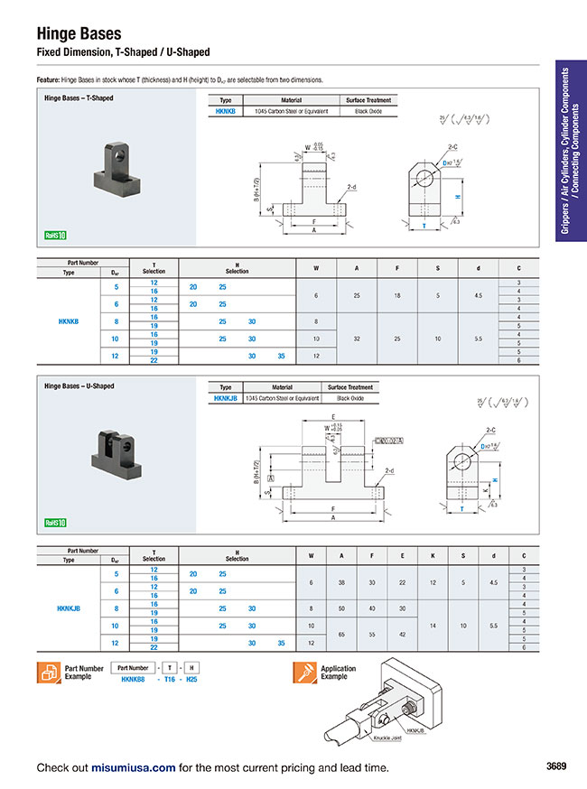 Hinge Bases - U-Shaped, Fixed Dimensions | MISUMI | MISUMI